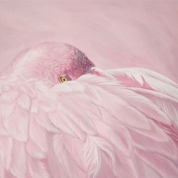 Peinture intitulée "Shy Pink Flamingo" par Maslova Art Gallery, Œuvre d'art originale, Acrylique