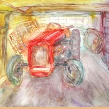 Malarstwo zatytułowany „Le tracteur rouge” autorstwa Masmoulin, Oryginalna praca
