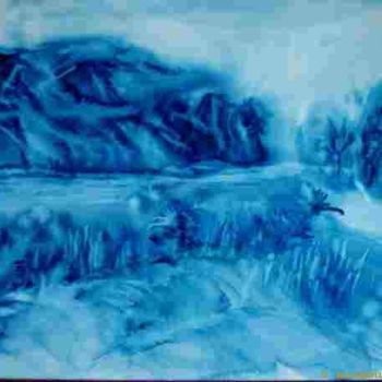 Картина под названием "Monotype bleu" - Masmoulin, Подлинное произведение искусства