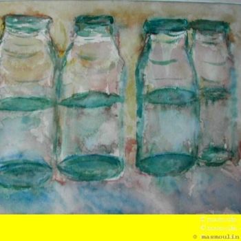 Peinture intitulée "Quatre bouteilles" par Masmoulin, Œuvre d'art originale