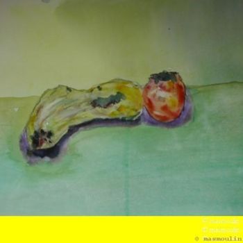 Pintura intitulada "Deux fruits" por Masmoulin, Obras de arte originais