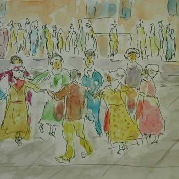 Painting titled "Danses provençales" by Masmoulin, Original Artwork