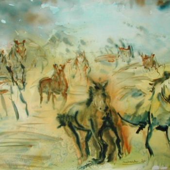 Painting titled "Chevauchée sauvage" by Masmoulin, Original Artwork