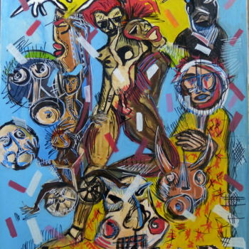 Painting titled "carnaval-de-kourou-…" by Massala, Original Artwork, Acrylic