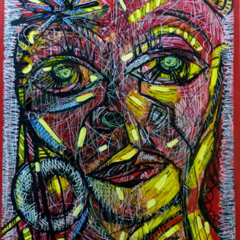 Malerei mit dem Titel "dame-creole-2-recad…" von Massala, Original-Kunstwerk, Acryl