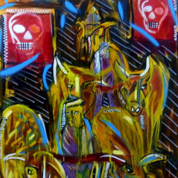 Pintura intitulada "mort-dans-les-champ…" por Massala, Obras de arte originais, Tinta spray