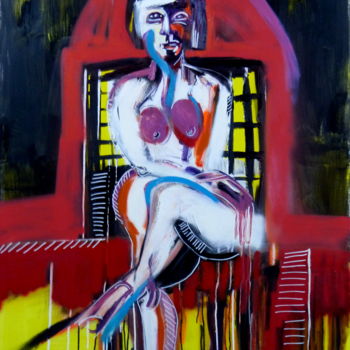 Pintura intitulada "femme-assise.jpg" por Massala, Obras de arte originais