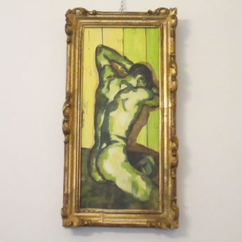 Painting titled "Nudo maschile verde" by Luciana Lorella Massarotto, Original Artwork