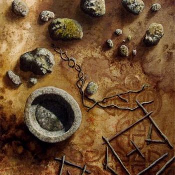 Painting titled "sacred ritual 3" by Daniel Tibbits, Original Artwork