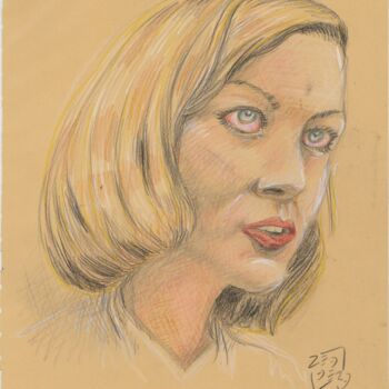 Dessin intitulée "lady's portrait" par Massimo Armillei, Œuvre d'art originale, Crayon