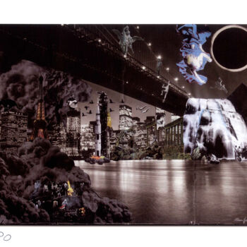 "Dark Side Of The Mo…" başlıklı Kolaj Massimo Fedele tarafından, Orijinal sanat, Kolaj Ahşap panel üzerine monte edilmiş