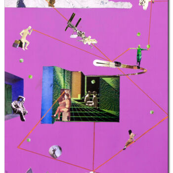 "Fil Rouge" başlıklı Kolaj Massimo Fedele tarafından, Orijinal sanat, Kolaj Ahşap panel üzerine monte edilmiş