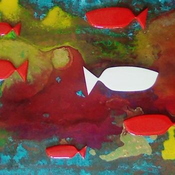 Painting titled "fiume di cristallo" by Massimo Fusconi, Original Artwork, Acrylic