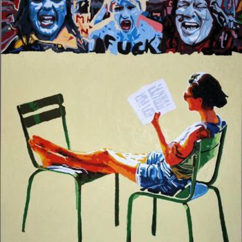 Malerei mit dem Titel "THE READING GIRL" von Massimo Jose Monaco, Original-Kunstwerk, Öl
