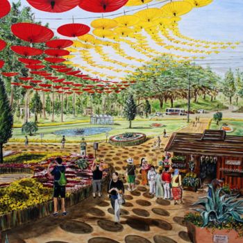 Картина под названием "Visita al giardino…" - Massimo Mancuso, Подлинное произведение искусства, Масло Установлен на Деревян…