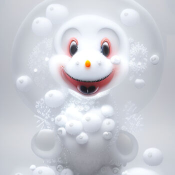 Digitale Kunst getiteld "Snow Cute" door Massimo Naibo, Origineel Kunstwerk, AI gegenereerde afbeelding