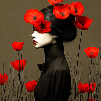 "WHISPERS IN RED  Po…" başlıklı Dijital Sanat Massimo Zanotti tarafından, Orijinal sanat, AI tarafından oluşturulan görüntü