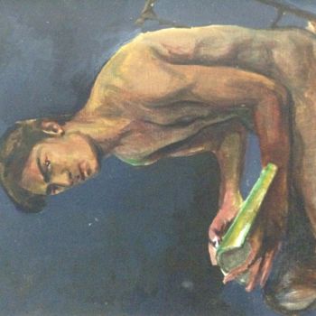 Pittura intitolato "Ragazzo seduto" da Massimo Mascii, Opera d'arte originale, Olio