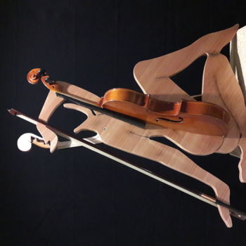 Sculpture intitulée "Violinda" par Massimo Iacovelli, Œuvre d'art originale, Bois