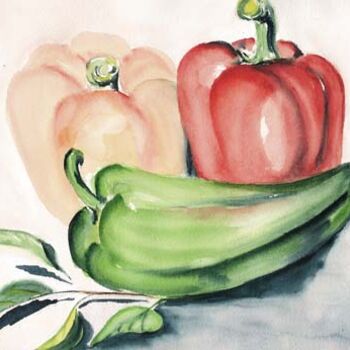 Painting titled "Only Peppers" by Massoudeh Edmond, Original Artwork