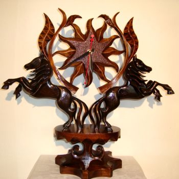 雕塑 标题为“desktop clock” 由Angel Dobrev, 原创艺术品, 木