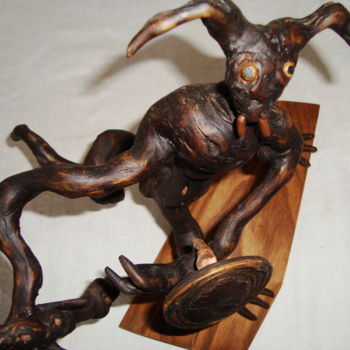 Sculpture titled ""Soldier of Darknes…" by Angel Dobrev, Original Artwork, Wood