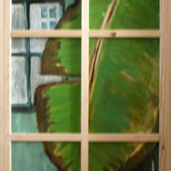 Ζωγραφική με τίτλο "windowwithbananalea…" από Mat Van Dillen, Αυθεντικά έργα τέχνης