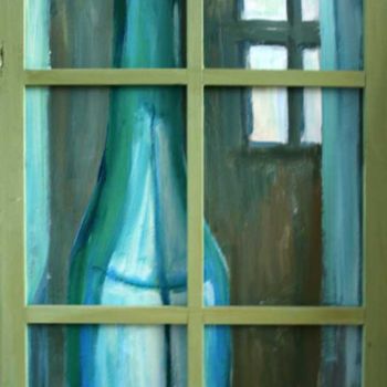 Pintura intitulada "windowwithbottle.jpg" por Mat Van Dillen, Obras de arte originais