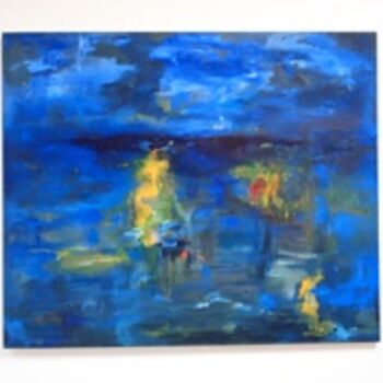 Painting titled "Rhapsody in Blue #30" by Matalon, Original Artwork, Oil