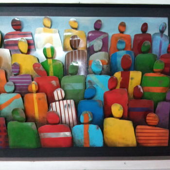 Escultura intitulada "people" por Dionisis Mataragas, Obras de arte originais, Metais