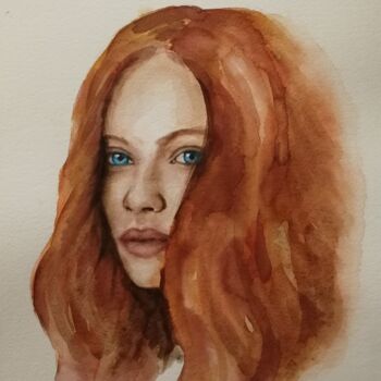 Peinture intitulée "Red hair girl - ori…" par Mateja Marinko, Œuvre d'art originale, Aquarelle