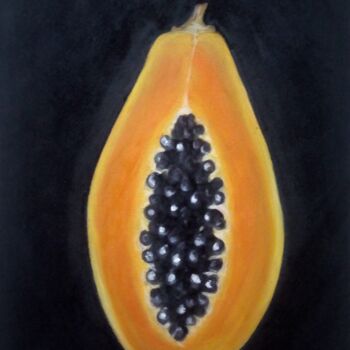 Ζωγραφική με τίτλο "Papaya painting - o…" από Mateja Marinko, Αυθεντικά έργα τέχνης, Λάδι