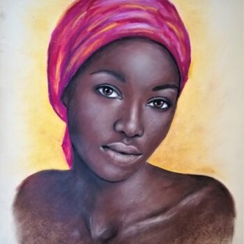 Рисунок под названием "African girl - orig…" - Mateja Marinko, Подлинное произведение искусства, Пастель