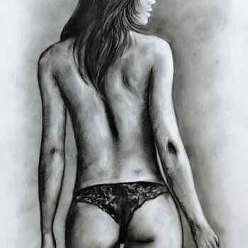 Drawing titled "Morning beauty - ch…" by Mateja Marinko, Original Artwork, Charcoal