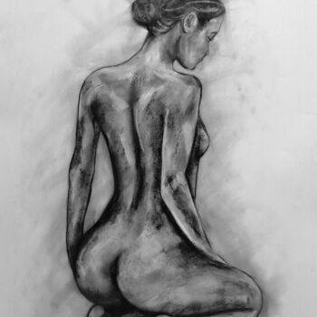Woman's back - original charcoal drawing