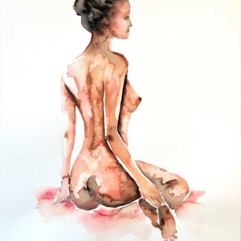 Malerei mit dem Titel "Woman's beauty - or…" von Mateja Marinko, Original-Kunstwerk, Aquarell