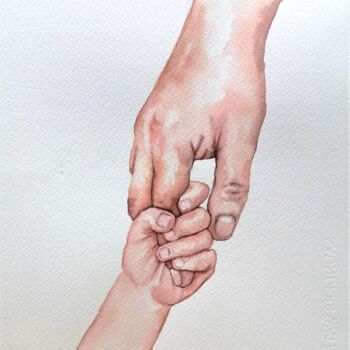 제목이 "Holding Hands II"인 미술작품 Mateja Marinko로, 원작, 수채화