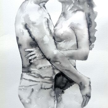 Картина под названием "Lovers II" - Mateja Marinko, Подлинное произведение искусства, Акварель