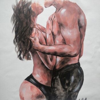 Schilderij getiteld "Lovers embrace III" door Mateja Marinko, Origineel Kunstwerk, Acryl