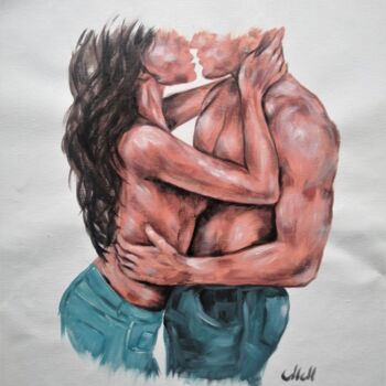 Schilderij getiteld "Lovers embrace IV" door Mateja Marinko, Origineel Kunstwerk, Acryl