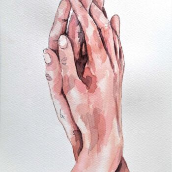 Pittura intitolato "Holding Hands VIII" da Mateja Marinko, Opera d'arte originale, Acquarello