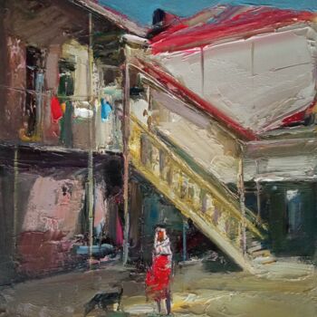 Painting titled "Rural life (30x24cm…" by Mateos Sargsyan, Original Artwork, Oil Mounted on Wood Stretcher frame