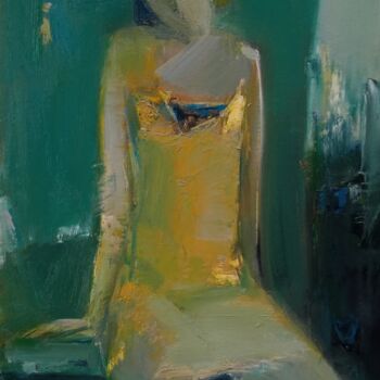 Painting titled "Waiting (30x40cm, o…" by Mateos Sargsyan, Original Artwork, Oil Mounted on Wood Stretcher frame