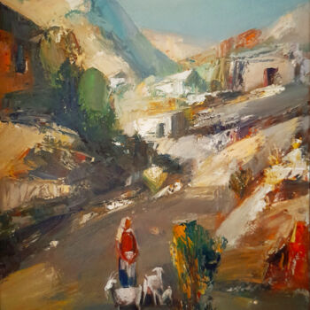 Painting titled "Rural life 45x55cm,…" by Mateos Sargsyan, Original Artwork, Oil Mounted on Wood Stretcher frame