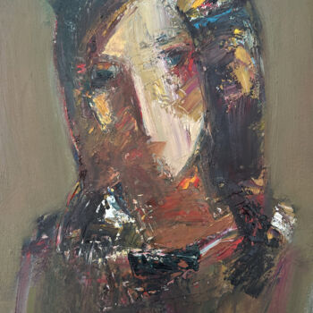 Painting titled "Portrait" by Mateos Sargsyan, Original Artwork, Oil Mounted on Wood Stretcher frame