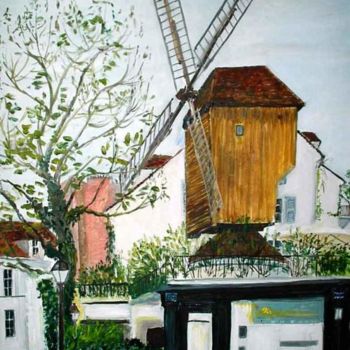 Pintura intitulada "moulin de montmartre" por Mateos, Obras de arte originais