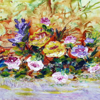 Painting titled "Flores diversas" by Materia Y Arte, Original Artwork, Oil