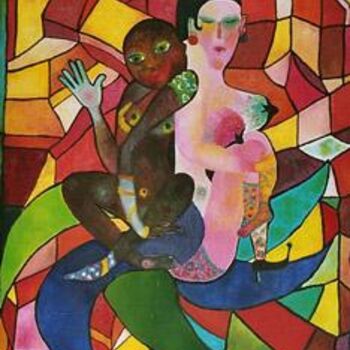 Pintura intitulada "LES SOEURS JUMELLES…" por Patricia Mathé, Obras de arte originais