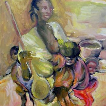 Pintura intitulada "mere nourriciere" por Martine Giacomini, Obras de arte originais