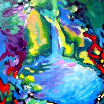 Painting titled "cascade" by Martine Giacomini, Original Artwork